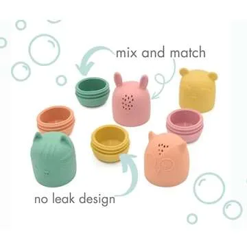 JoLo Goods | Mold Free Silicone Bath Toys for Baby 0-6 Months, Infant 6-12 Months, Toddlers 1-3, Kids 4-8. Playful Water Spraying Bathtub Fun. 4 Animals: Squeeze & Squirt. Easy Grasp, Natural & Safe