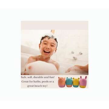JoLo Goods | Mold Free Silicone Bath Toys for Baby 0-6 Months, Infant 6-12 Months, Toddlers 1-3, Kids 4-8. Playful Water Spraying Bathtub Fun. 4 Animals: Squeeze & Squirt. Easy Grasp, Natural & Safe