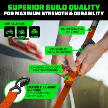 Rhino USA 4-Pack Retractable Ratchet Straps - Secure Cargo