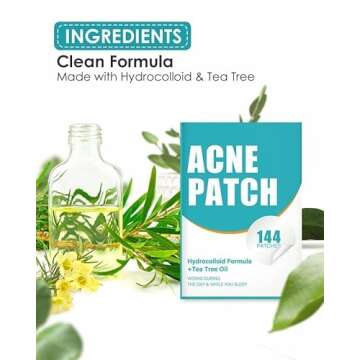 Pimple Patches for Face, Hydrocolloid Acne Patches with Tea Tree Oil for Spot Treatment, Zit Patch, Blemish Cover, Two Sizes, Vegan, Cruelty Free (144 Count (Pack of 1))