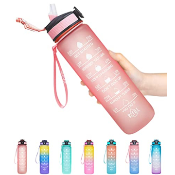 Giotto 32oz BPA Free Water Bottle with Time Marker