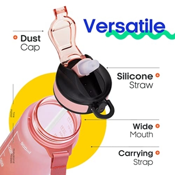 Giotto 32oz BPA Free Water Bottle with Time Marker