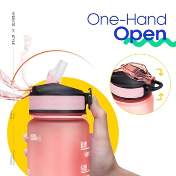 Giotto 32oz BPA Free Water Bottle with Time Marker