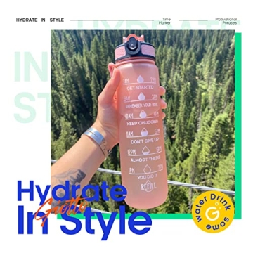 Giotto 32oz BPA Free Water Bottle with Time Marker