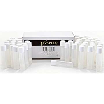 Vivaplex 50, Clear, Empty, 5.5 ml Lip Balm Tubes with White Caps