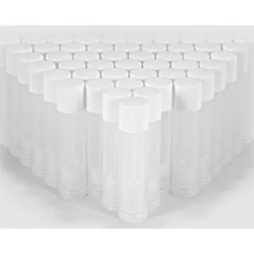Vivaplex 50, Clear, Empty, 5.5 ml Lip Balm Tubes with White Caps