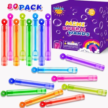 Mini Small Bubbles Wands Toys Gifts Bulk for Kids 80 Pack-Valentines Bubble Party Favors Supplies fo...