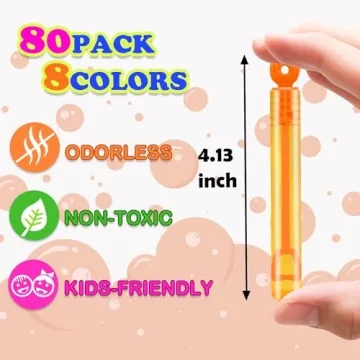 Mini Small Bubbles Wands Toys Gifts Bulk for Kids 80 Pack