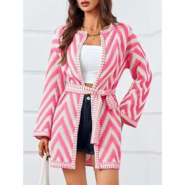 Saodimallsu Women's Stylish Color Block Cardigan