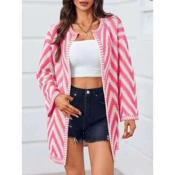 Saodimallsu Women's Stylish Color Block Cardigan