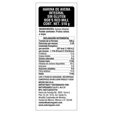 Bob's Red Mill Gluten Free Oat Flour, 18 oz (Pack of 1) - Gluten Free, Whole Grain, Vegan, Kosher