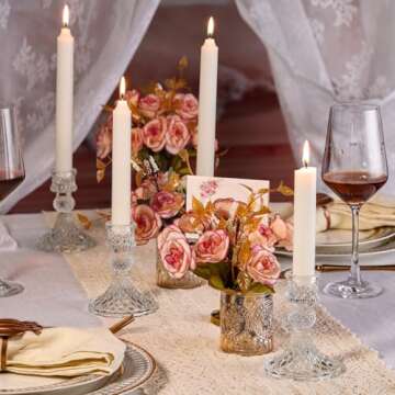 Glass Candle Holder Set of 6, Clear Candlestick Holder & Vintage Candlestick Holder, Taper Candle Holder for Wedding Table Centerpieces,Party, Christmas Decorations