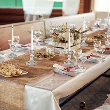 Glass Candle Holder Set of 6, Clear Candlestick Holder & Vintage Candlestick Holder, Taper Candle Holder for Wedding Table Centerpieces,Party, Christmas Decorations