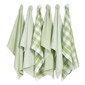 Casa Platino 6PC Sage Green Decorative Kitchen Towels, 18x28, Cotton, Absorbent, Multi-Purpose