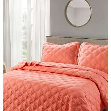 Home Soft Things 3 Piece Charleston Down Alternative Quilted Bed Spread Set, Soft Warm Plaid Diamond...