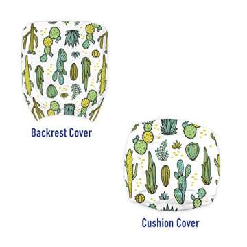 Ambesonne Cactus Office Chair Slipcover, Hand Draw Foliage Pattern Botanical Inspired Floral Tropical Elements, Protective Stretch Decorative Fabric Cover, Standard Size, Reseda Green