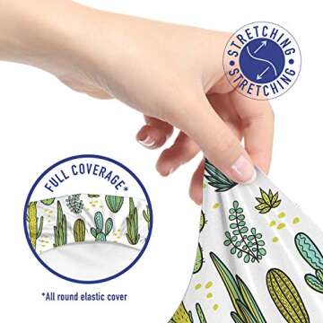 Ambesonne Cactus Office Chair Slipcover, Hand Draw Foliage Pattern Botanical Inspired Floral Tropical Elements, Protective Stretch Decorative Fabric Cover, Standard Size, Reseda Green