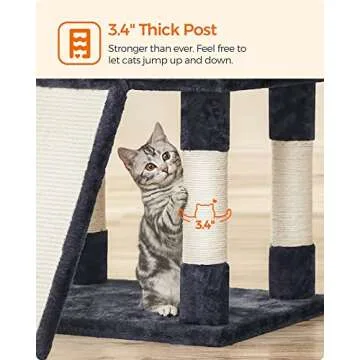 FEANDREA 67-Inch Multi-Level Cat Tree for Large Cats, with Cozy Perches, Stable, Smoky Gray UPCT18G