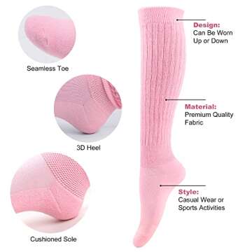 UTTPLL Women Slouch Socks, Girls Scrunch Socks, Heavy Warm Winter Thick Socks Boot Socks Long Chunky Baggy 80s 90s Socks White One Size