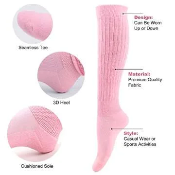 UTTPLL Women Slouch Socks, Girls Scrunch Socks, Heavy Warm Winter Thick Socks Boot Socks Long Chunky Baggy 80s 90s Socks White One Size