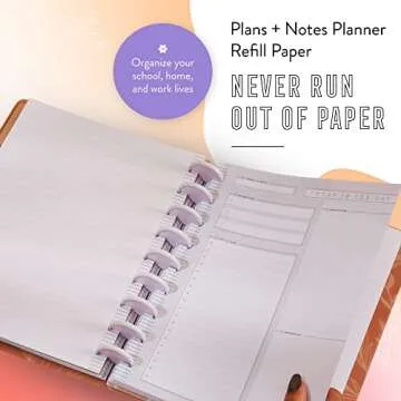 Happy Planner Plans + Notes Planner Refill Paper, 100 Sheets of Lined and Dashboard Layout Notebook Paper for Journals, Classic Size, 7"x 9.75"
