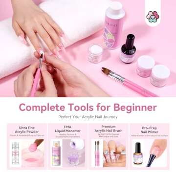 Saviland Acrylic Nail Kit for Beginners: Keratin Acrylic Powder Castor Oil Vitamin E Gel Nail Polish Primer 180W Nail Lamp Nail Drill Full Tools Everything Home Starters