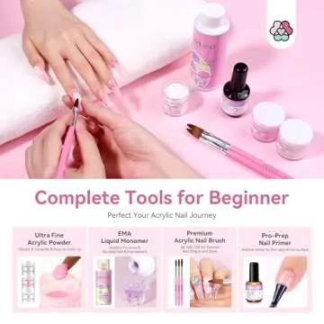 Saviland Acrylic Nail Kit for Beginners: Keratin Acrylic Powder Castor Oil Vitamin E Gel Nail Polish Primer 180W Nail Lamp Nail Drill Full Tools Everything Home Starters