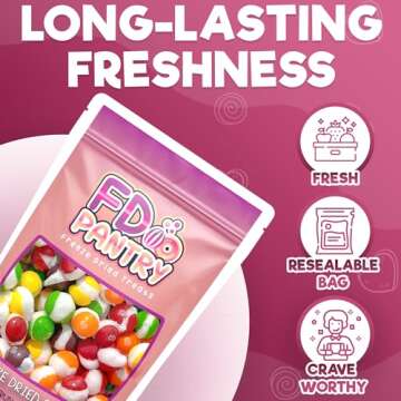 Freeze Dried Candy, Fruit Crunch Original, 4 oz, Assorted Strawberry, Orange, Lemon, Grape, Lime Flavors, Bag Pouch, Ideal Gift Snack