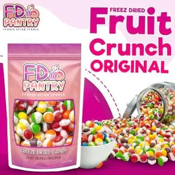 Freeze Dried Candy, Fruit Crunch Original, 4 oz, Assorted Strawberry, Orange, Lemon, Grape, Lime Flavors, Bag Pouch, Ideal Gift Snack