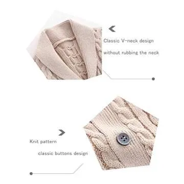 Feidoog Infant Baby Boys Cardigan Crochet Sweater V-Neck，Toddler Knit Button up Knitted Pattern Pu...
