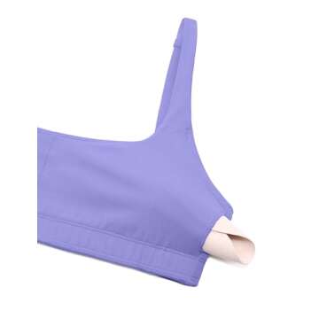 CRZ YOGA Butterluxe Spaghetti Strap Sports Bras for Women - Square Neck Yoga Wireless Low Coverage Padded Cami Crop Top Dark Lavender Purple Large