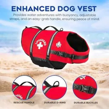Paws Aboard Dog Life Jacket - Keep Your Canine Safe with a Neoprene Life Vest for Swimming and Boating - Available in Different Sizes, Color and Design to Choose - Red, Large