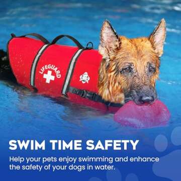 Paws Aboard Dog Life Jacket - Keep Your Canine Safe with a Neoprene Life Vest for Swimming and Boating - Available in Different Sizes, Color and Design to Choose - Red, Large