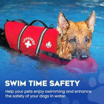 Paws Aboard Dog Life Jacket - Keep Your Canine Safe with a Neoprene Life Vest for Swimming and Boating - Available in Different Sizes, Color and Design to Choose - Red, Large