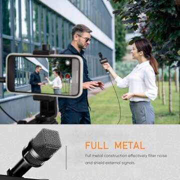 COMICA Handheld Interview Microphone, HRM-S 3.5mm TRRS Cardioid Condenser Reporter Microphone for Recording, Speech, Stage, Vocal Mic for Smartphones Laptops and DSLR Cameras