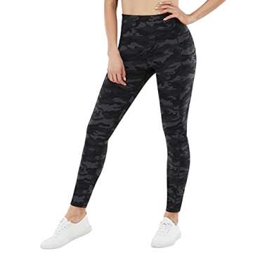 PHISOCKAT Women's High Waist Yoga Pants with Pockets, Leggings with Pockets, Tummy Control Workout Yoga Leggings