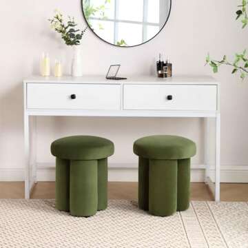 Flouki Mushroom Stool, Ottoman Stool, Modern Upholstered Mushroom Ottoman, Ottoman Footstool, Mushro...