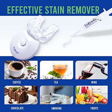 Teeth Whitening Kit with LED Light: Tooth Whitener with 35% Carbamide Peroxide, Mouth Trays, Remineralizing Gel and Tray Case - Built-in 10 Minute Timer Restores White Smile Flavorless