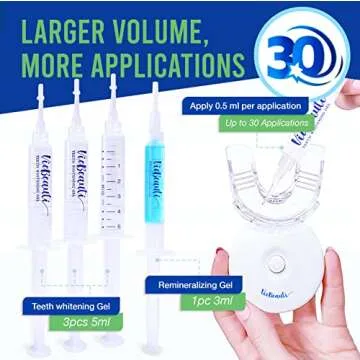 Teeth Whitening Kit with LED Light: Tooth Whitener with 35% Carbamide Peroxide, Mouth Trays, Remineralizing Gel and Tray Case - Built-in 10 Minute Timer Restores White Smile Flavorless