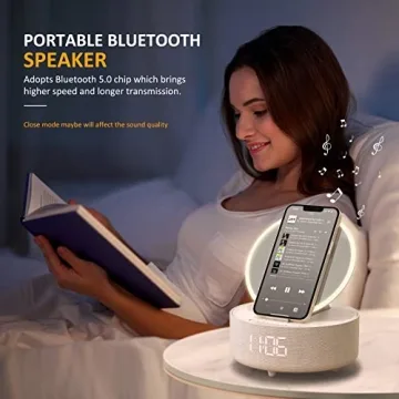 COLSUR Bluetooth Speaker Alarm Clock & Wireless Charger