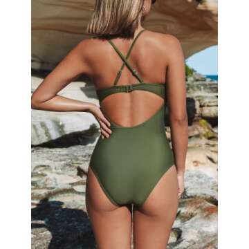 Cupshe Fashion Women s Ladies Vintage Lace Bikini Sets Beach Swimwear Bathing Suit S Green