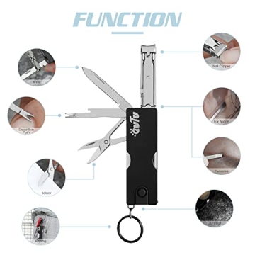 OUTU Keychain Nail Clipper Multitool, 8 in 1 Super Utility Tool