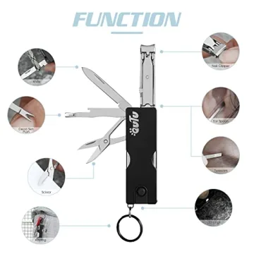 OUTU Keychain Nail Clipper Multitool, 8 in 1 Super Utility Tool