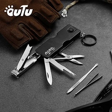 OUTU Keychain Nail Clipper Multitool, 8 in 1 Super Utility Tool