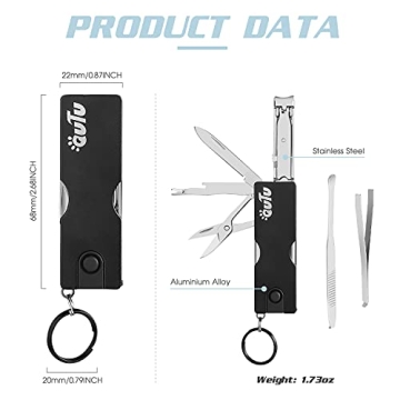 OUTU Keychain Nail Clipper Multitool, 8 in 1 Super Utility Tool