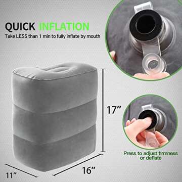 BETUS Inflatable Travel Foot Rest Pillow - Ultra Comfortable and Compact - Toddle & Kids Leg Rest St...