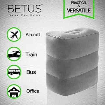 BETUS Inflatable Travel Foot Rest Pillow - Ultra Comfortable and Compact - Toddle & Kids Leg Rest Stool for Long Flight/Trip by Airplane or Car