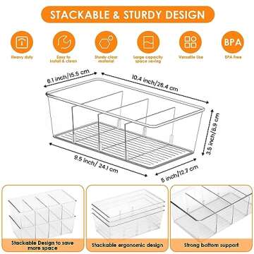 Hronta Pantry Organizers and Storage, 6 Pack Clear Storage Bins for Kitchen, Fridge, Cabinet Organiz...