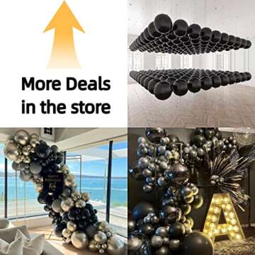 Bezente Black Balloons Latex Party Balloons - 100 Pack 12 inch Round Helium Balloons for Black Theme...