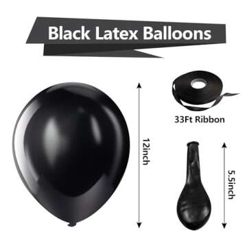 Bezente Black Balloons Latex Party Balloons - 100 Pack 12 inch Round Helium Balloons for Black Themed Wedding Graduation Anniversary Birthday Party Backdrop Decorations